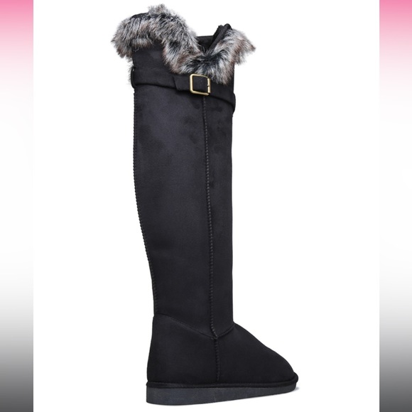 Knee High Fuzzie Flat Boot - Picture 2 of 5